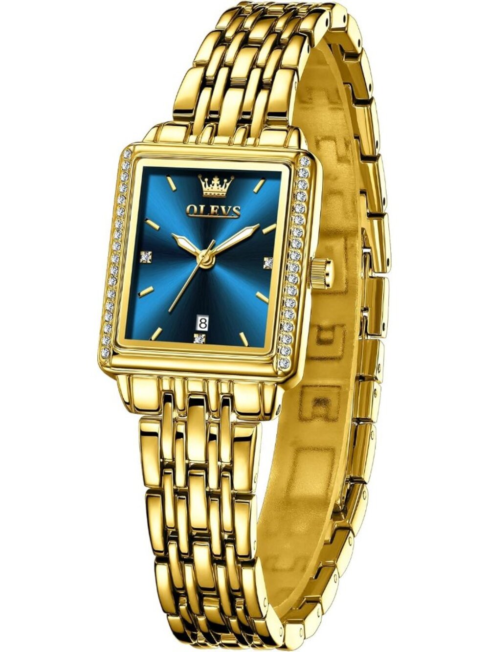 Women's Blue Stainless Steel Bracelet Ladies Small Face Waterproof Wrist Watch